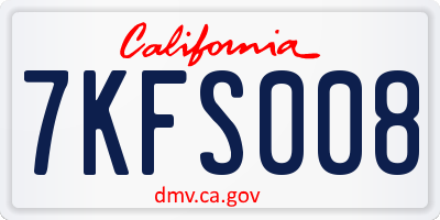 CA license plate 7KFS008