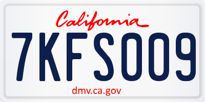 CA license plate 7KFS009