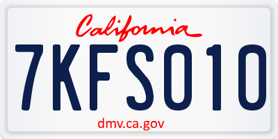 CA license plate 7KFS010