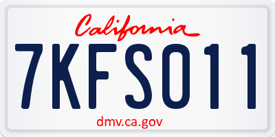 CA license plate 7KFS011