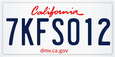 CA license plate 7KFS012