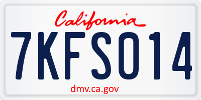 CA license plate 7KFS014
