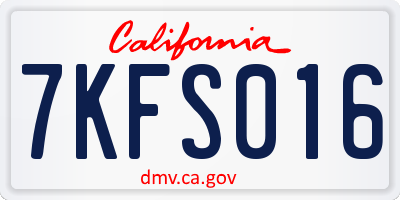 CA license plate 7KFS016