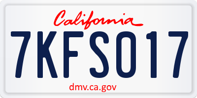 CA license plate 7KFS017