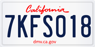 CA license plate 7KFS018