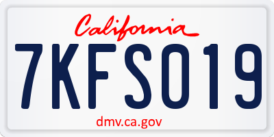 CA license plate 7KFS019