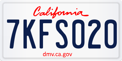 CA license plate 7KFS020