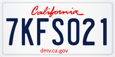 CA license plate 7KFS021