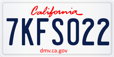 CA license plate 7KFS022