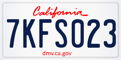 CA license plate 7KFS023