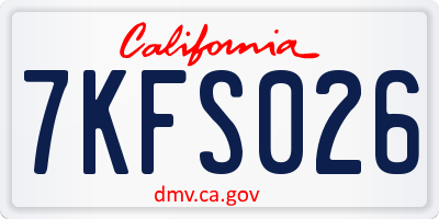 CA license plate 7KFS026