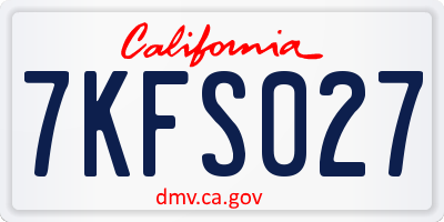 CA license plate 7KFS027