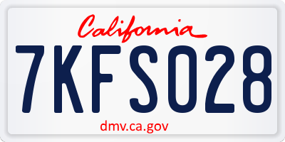 CA license plate 7KFS028