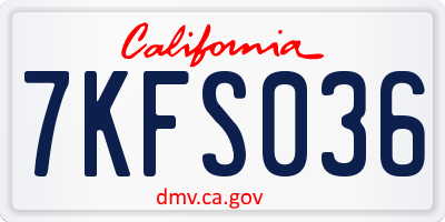 CA license plate 7KFS036