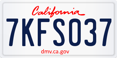 CA license plate 7KFS037