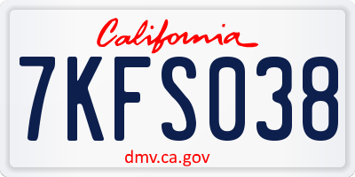 CA license plate 7KFS038