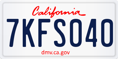 CA license plate 7KFS040