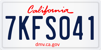 CA license plate 7KFS041