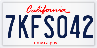 CA license plate 7KFS042
