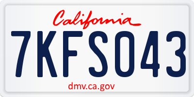 CA license plate 7KFS043