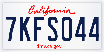 CA license plate 7KFS044