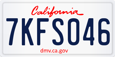 CA license plate 7KFS046