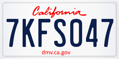 CA license plate 7KFS047