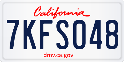 CA license plate 7KFS048