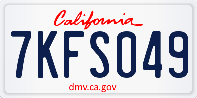 CA license plate 7KFS049