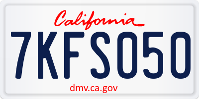 CA license plate 7KFS050