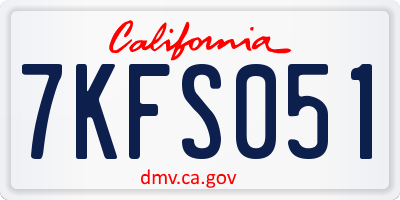 CA license plate 7KFS051