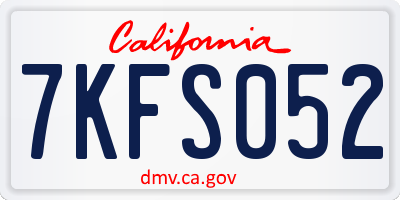 CA license plate 7KFS052