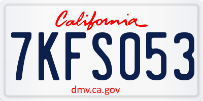 CA license plate 7KFS053