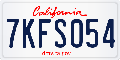 CA license plate 7KFS054