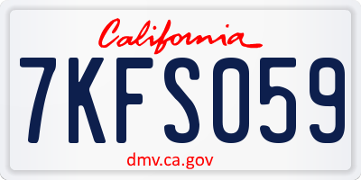 CA license plate 7KFS059