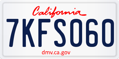 CA license plate 7KFS060