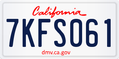 CA license plate 7KFS061