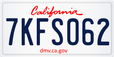 CA license plate 7KFS062