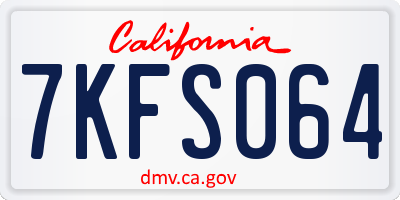 CA license plate 7KFS064