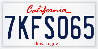 CA license plate 7KFS065