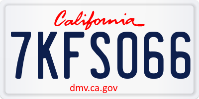 CA license plate 7KFS066