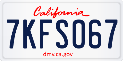 CA license plate 7KFS067