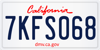 CA license plate 7KFS068