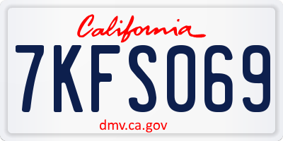 CA license plate 7KFS069
