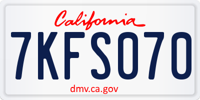 CA license plate 7KFS070