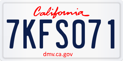 CA license plate 7KFS071