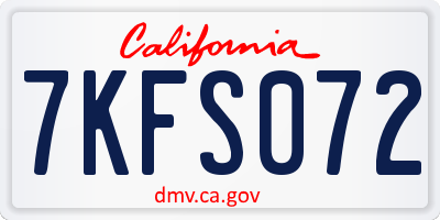 CA license plate 7KFS072