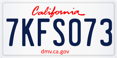 CA license plate 7KFS073