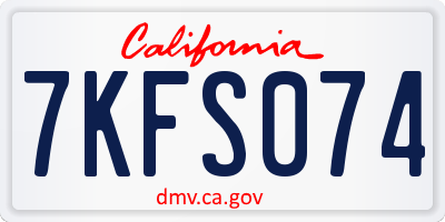 CA license plate 7KFS074