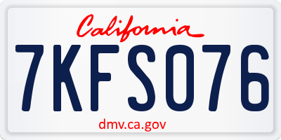 CA license plate 7KFS076